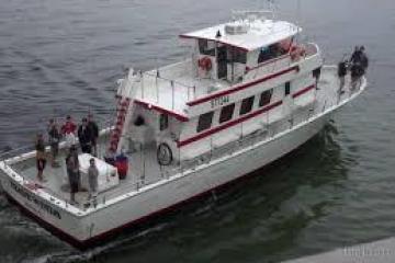 aerial shot of large boat